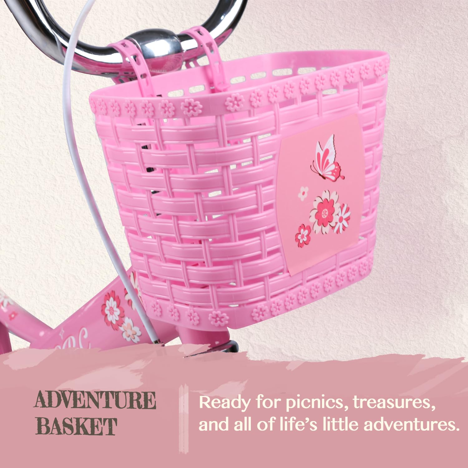 Glerc Bicicleta para niñas con diseño de Princesas, Bicicleta Infantil de 12, 14, 16, 18 y 20 Pulgadas para niños de 2 a 13 años, Asiento para muñecas, Cesta, ruedines y Soporte para Bicicleta