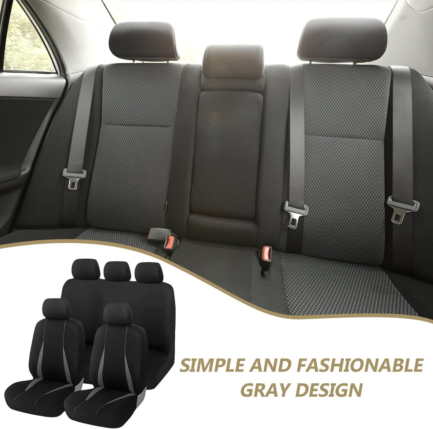 Full Set Automotive Seat Covers for Cars and Trucks 9pcs Polyester Seat Cover Set Complete Protection Against Stains and Wear Universal Fit for Seasons