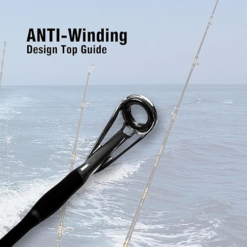 Miniatura 6 de Fiblink Caña de pescar pesada Jigging de agua salada de 1 pieza (30-50 lb/50-80 lb/80-120 lb, 5 pies 6 pulgadas)