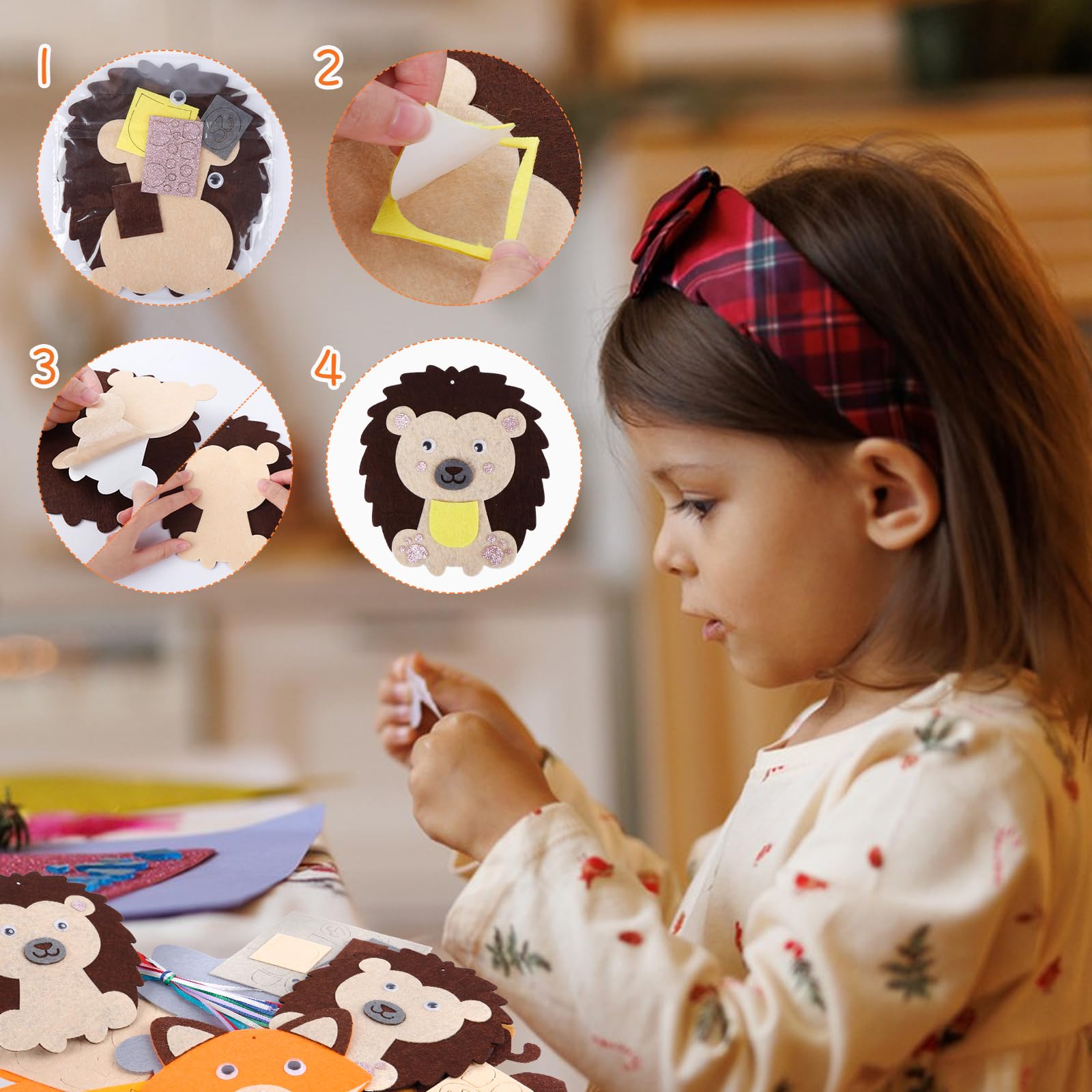 DTXYBC Kit Feltro Per Bambini - Gufo E Riccio Autunnali, 12 Kit Lavoretti Creativi Con Adesivi Diamante Per Thanksgiving