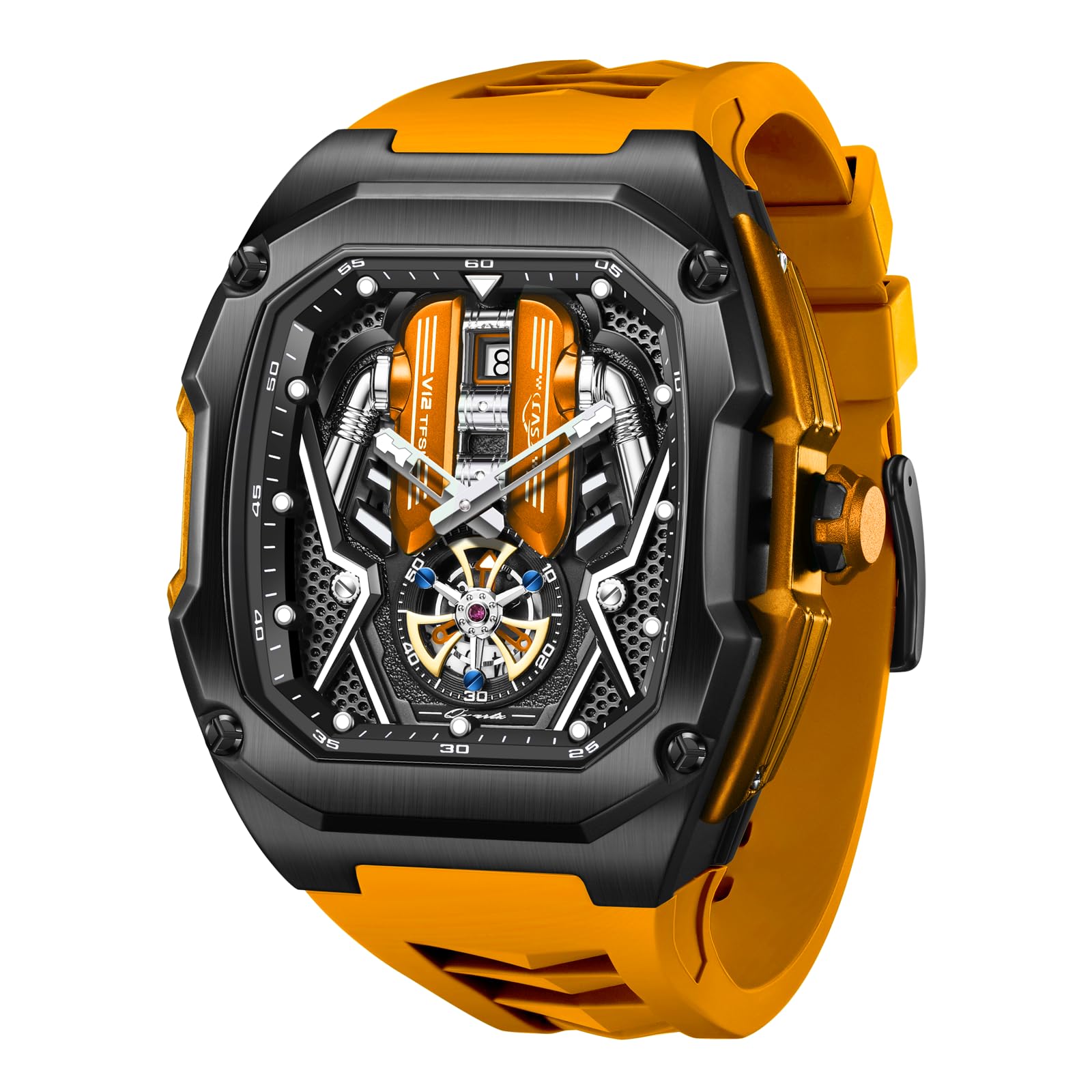 Mens Watches, Wrist Watches Luminous Design, Big Face Fashion Quartz Black Watch 30ATM, Casual Watch for Men Unique Gifts for Men — view 30