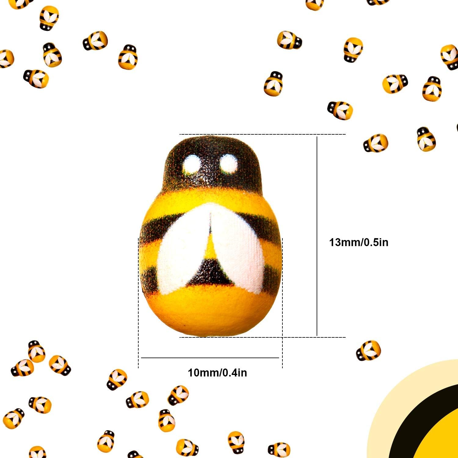 WILLBOND 300 Packs Wooden Bee Embellishments Tiny Painted Bee Flatback Self-Adhesive Wood Bumble Bees for DIY Craft Scrapbooking Decor