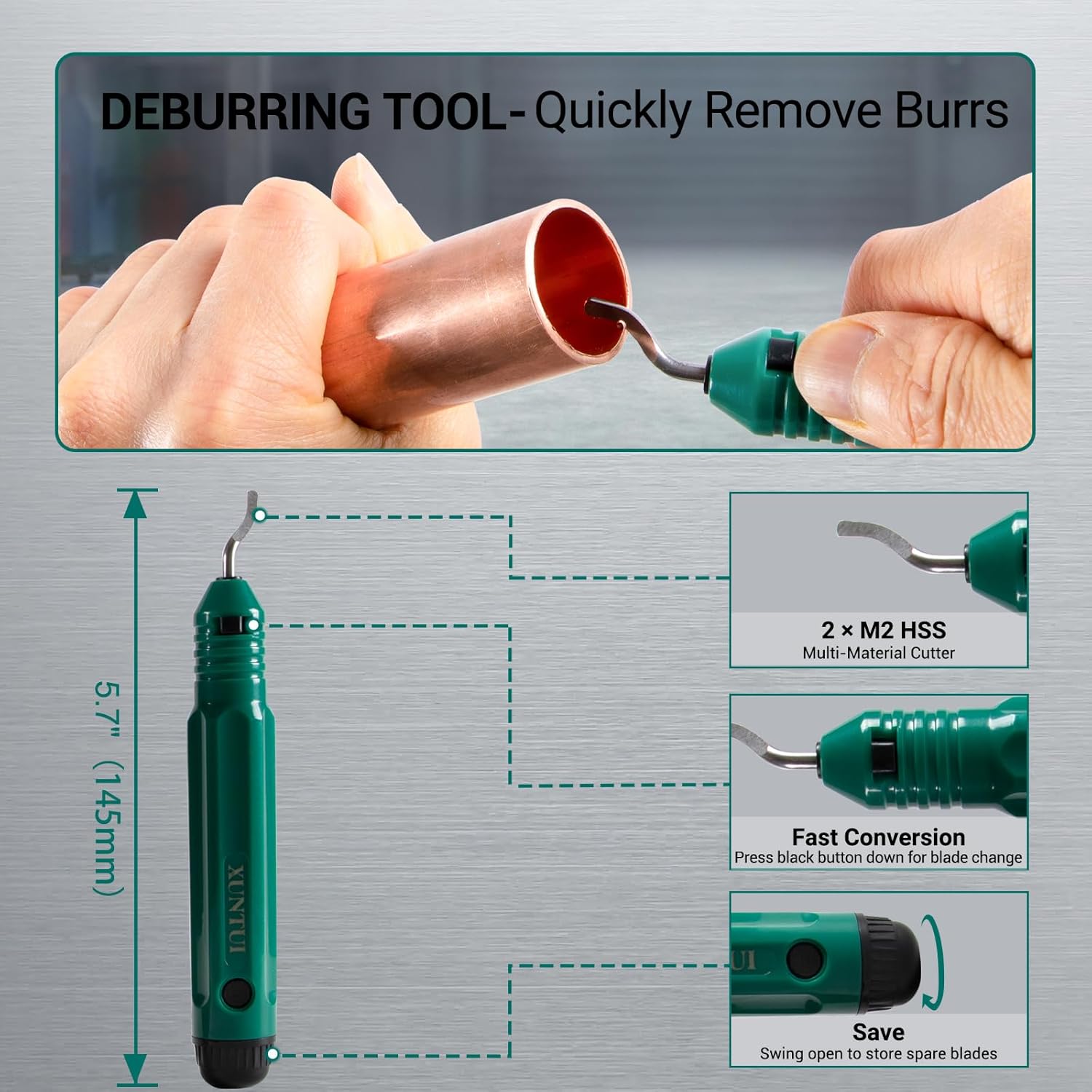 4-in-1 Pipe Cutter Set: 3/16"-1 1/2" NPS (2" OD) & Mini 1/8"-7/8" Cutter for Copper & Thin-Wall Stainless Steel, 6-Roller Bearing, Includes Deburrer, Reamer & Spare Blades