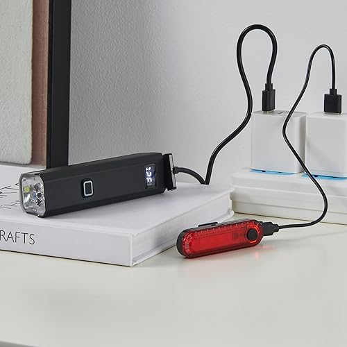 Miniatura 9 de Juego de 2 luces de bicicleta Super Bright Focus ajustable delantero y trasero LED de montaña luz de bicicleta de montaña, montaje incluido JB866