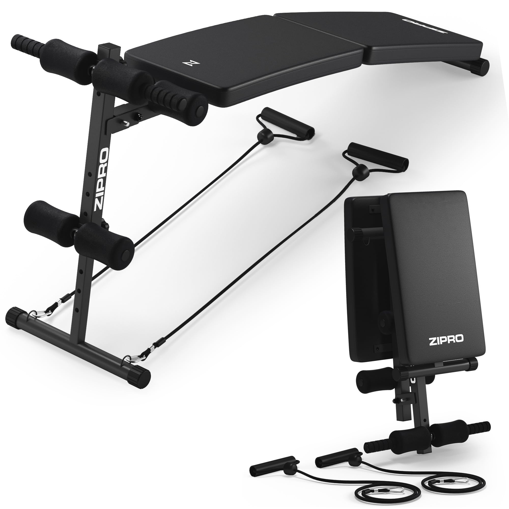 ZIPRO Banco Abdominales Sixbox Inclinado Plegable Ajustable Bandas 110kg