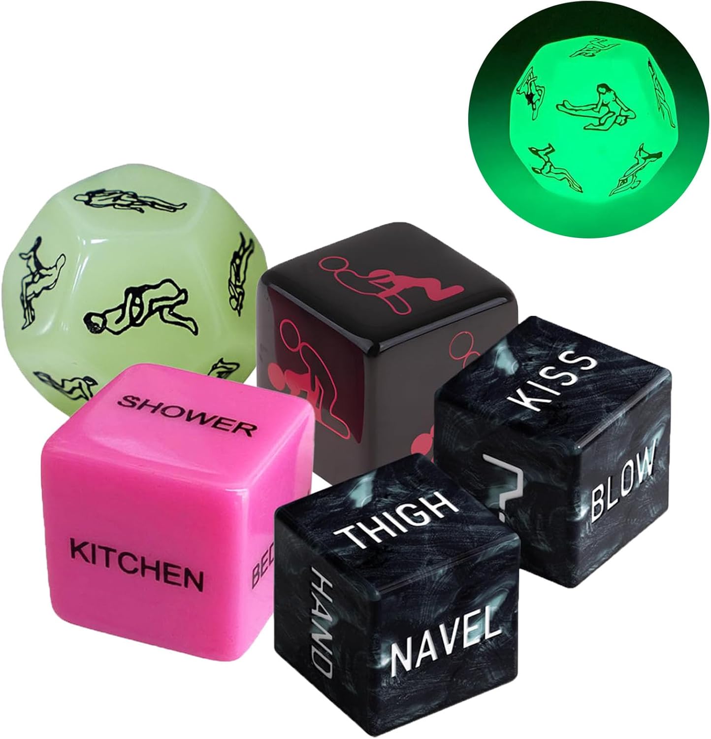 5PCS Date Night Dice，Couples Games for Girlfriend or Boyfriend，Fun Night Dating Decision Dice for Husband Wife Christmas Birthday Gifts for Women Men