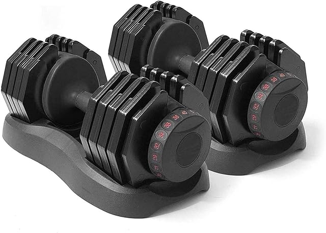 Strongology Home Fitness Adjustable Smart Dumbbell from 5kg to 40kg Training Weights in Black