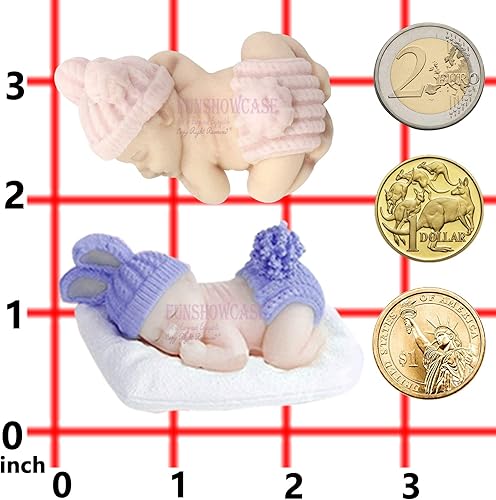Miniatura 5 de FUNSHOWCASE Bebé durmiendo con almohada, gorro esponjoso, pantalones, fondant, molde de silicona para decoración de pasteles, fabricación de jabón