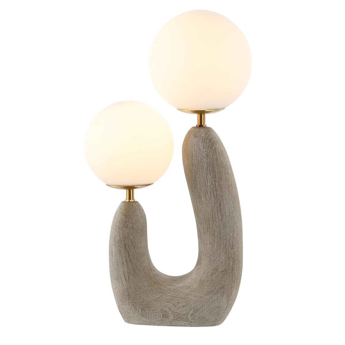 JONATHAN Y 18 Gray Wood Finish 2-Light Mid-Century Scandinavian Resin Cactus