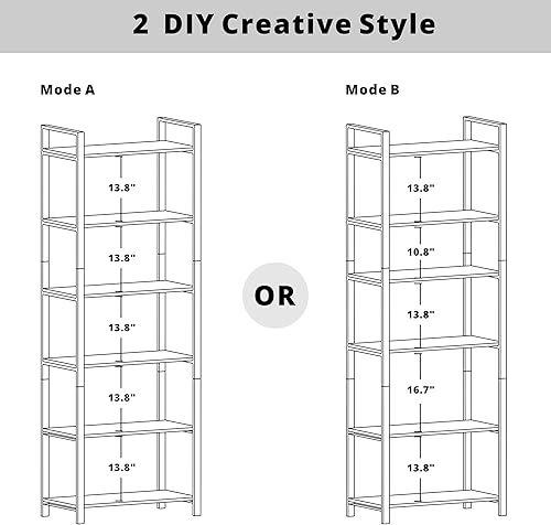 Miniatura 10 de IRONCK Estantería de escalera de 6 niveles de 110 libras o estante de exhibición de estilo industrial vintage para oficina en casa, sala de estar