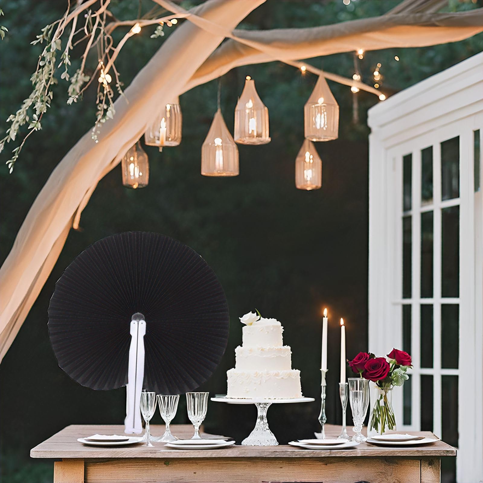 Decoration Mariage Éventails En Papier Blanc - Lot De 12 - Cœur Pliant - Pour Mariage, Fête Cadeau Invites Mariage