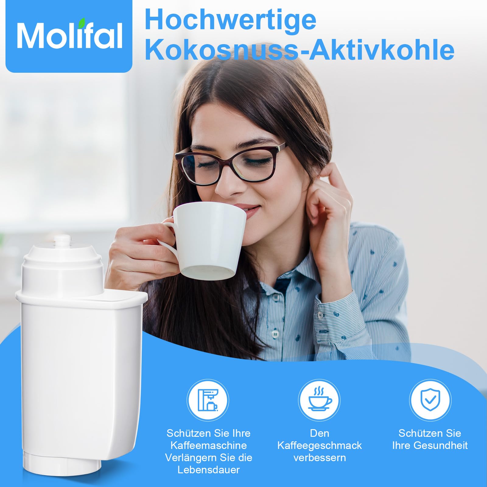Ersatzwasserfilter für Siemens EQ Series, EQ5, EQ6, EQ9, S700, EQ500, S900, S500, TZ70003, TCZ7003, Ersatz Filter für Bosch TCZ7003, TCZ7033, 467873, Brita Intenza, Bosch 12008246（6）