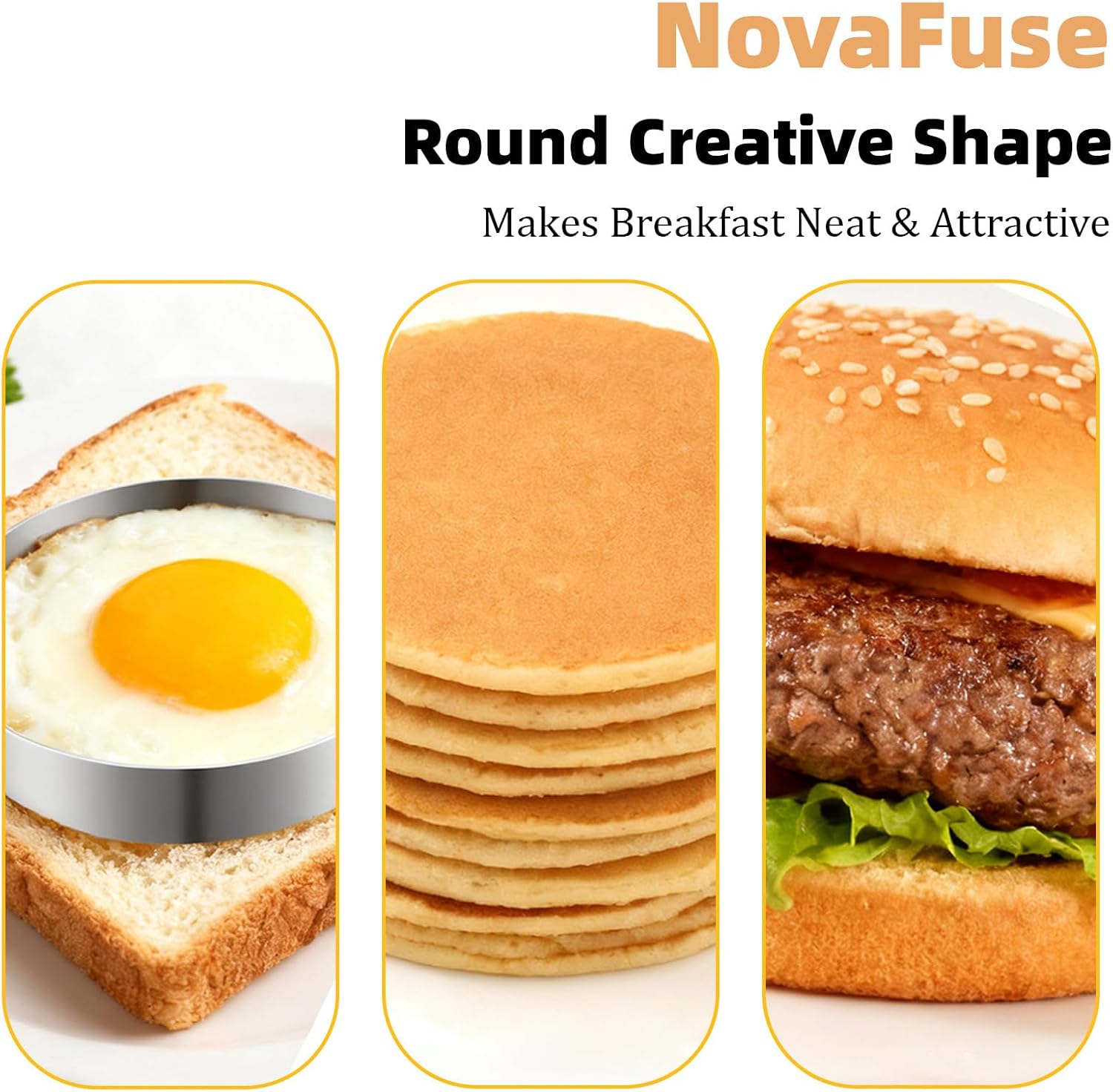 Set of 4 Fried Egg Moulds, Stainless Steel Egg Rings, Omelette Mould, Pancake Mould