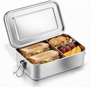 Homikit Lunch Box 1400ml, Stainless Steel Bento Box with Removable Divider | 1 Adjustable Compartment, Metal Food Lunchbox for Adults & Kids, Airtight, Leak-Proof & Portable, Sturdy & Dishwasher Safe