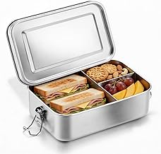Homikit Lunch Box 1400ml, Stainless Steel Bento Box with 1 Removable Compartment, Metal Food Sandwich Salad Storage Container for Adults & Kids, Leak-Proof & Portable, Sturdy & Dishwasher Safe
