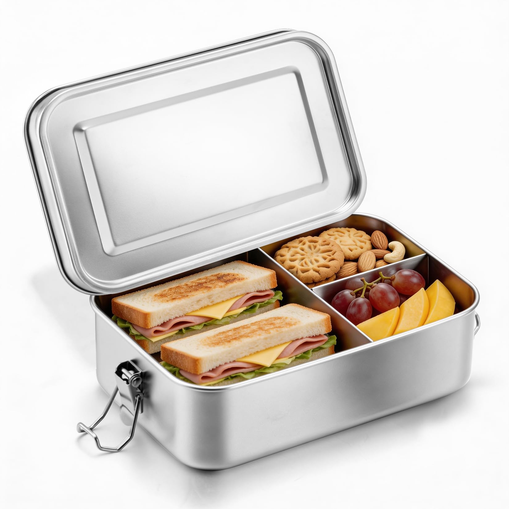 Homikit Lunch Box 1400ml, Stainless Steel Bento Box with 1 Removable Compartment, Metal Food Sandwich Salad Storage Container for Adults & Kids, Leak-Proof & Portable, Sturdy & Dishwasher Safe