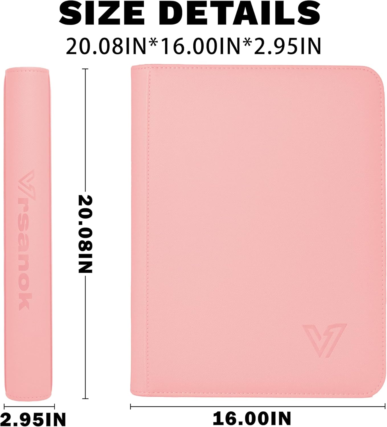 Toploaders Binder,Holds 640 Top Loaders,16 Pocket Top Loader Binder for 3" x 4"Rigid Cards,Double Sided Card Binder Abulm in 3"x4"Toploaders for Trading Cards (TOP 640 Light Pink)