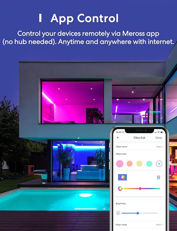 meross Smart LED Strip Lights, 32.8ft WiFi RGB Strip, Works with Apple HomeKit, Siri, Alexa&Google and SmartThings, App Control, Color Changing Lights Strip for Room, Party, Festivals, UL Listed by meross - Image 4