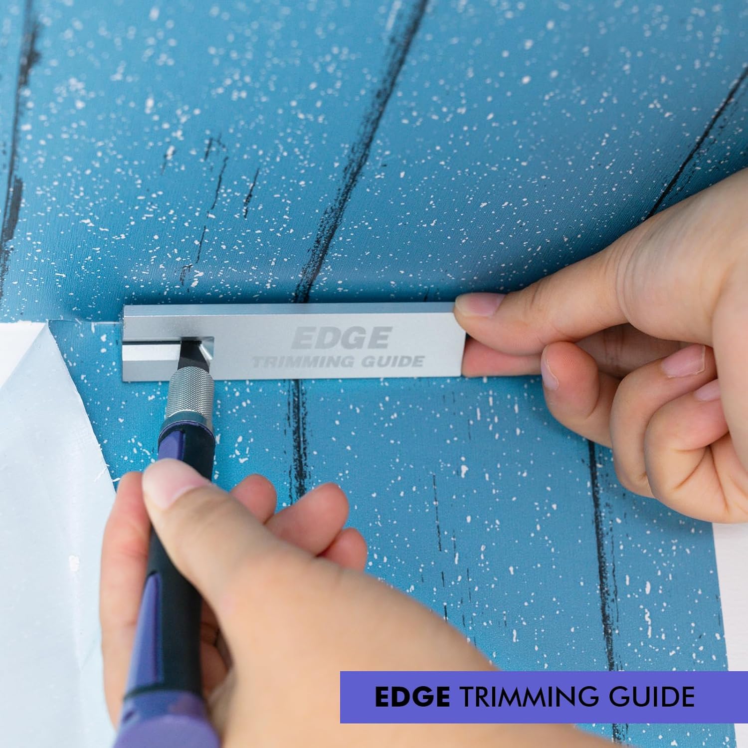 FOSHIO Aluminum Edge Trimming Guide Cutting Template Tool for Right Angle Cutting Straight, Accurate Marking and Trimming Straight Lines for Wallpaper, Vinyl Wrap, Craft Projects