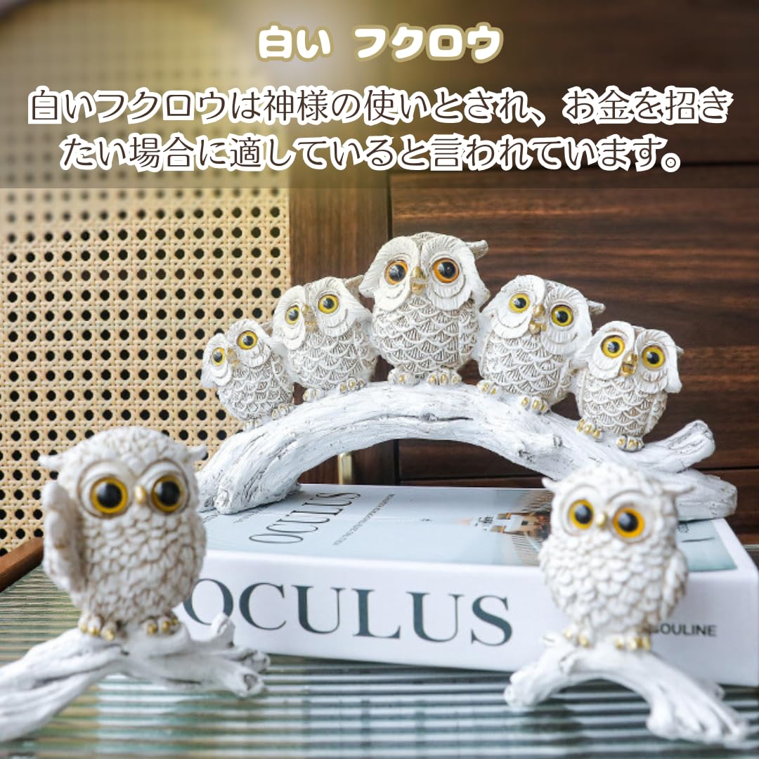 Amazon.co.jp: フクロウ 置物 開運 ふくろう 風水 縁起物 梟 白 金 二