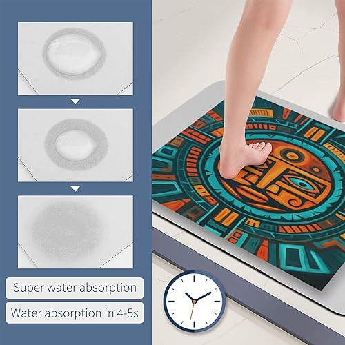 Miniatura 6 de Bright Orange Turquoise Teal Blue Art Motif Bath Rugs Mats Napa Skin Non Slip Ultra Soft and Super Absorbent Diatomite Bath Carpet Secret Tribe