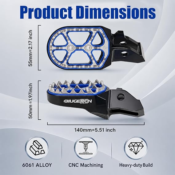 ダブルデッキ 電動ダートバイク フットペグ スプリング付き Surron Ultra Bee、CNC 6061 アルミニウム+ステンレススチール フットレスト ペダル フットペグ Sur Ron Ultrabee用