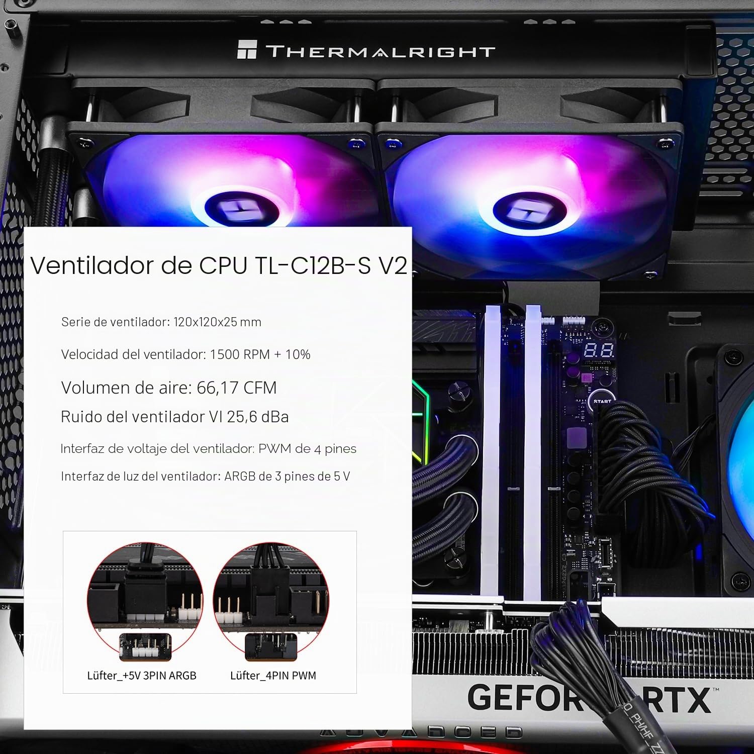 TR-Thermalright Aqua Elite 240 V3 CPU Refrigeración por Agua Completa - Especificación AIO Enfriador de PC 240, Ventilador de Refrigeración ARGB de 120mm, Instalación Sencilla, Compatible con AM5/AM4