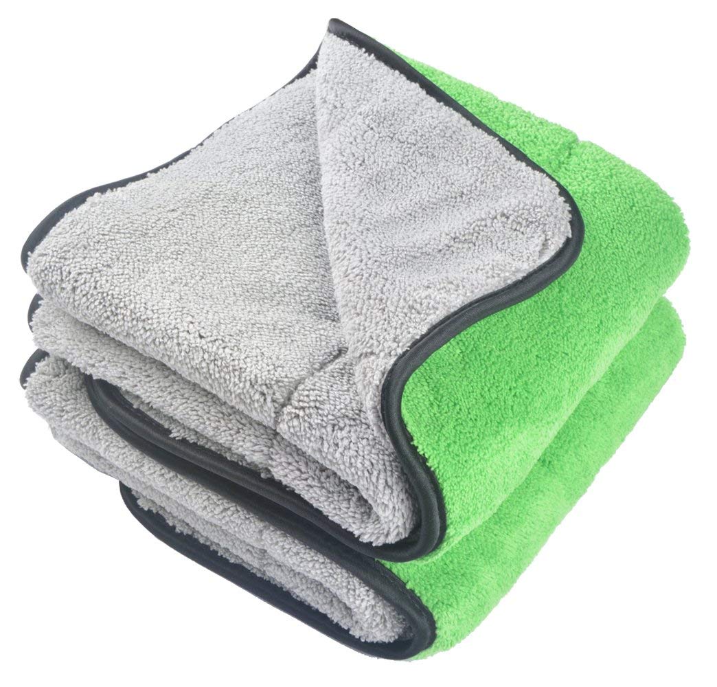 Kelenate® (Green/Grey (3Pcs) 800 GSM Big Size Multipurpose Microfiber Cloth for Cleaning, Dusting, Detailing and Polishing for Any Vehicle, | 30x60 cm Compatible with LRRR