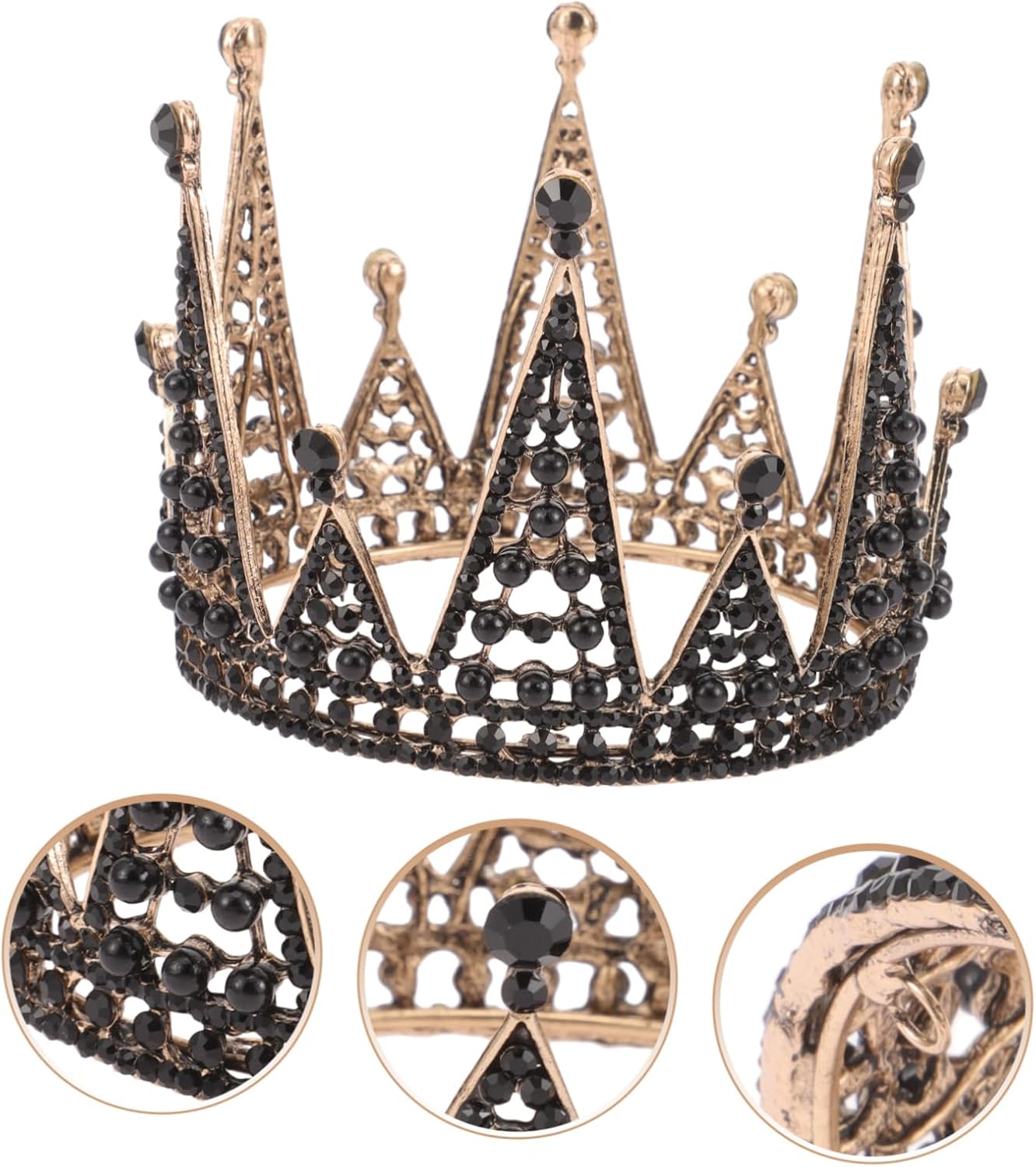 Black Baroque Crown for Women Gothic Style Headpiece Elegant Tiara for Halloween Parties Bridal Hair Accessory for Costumes and Special Occasions