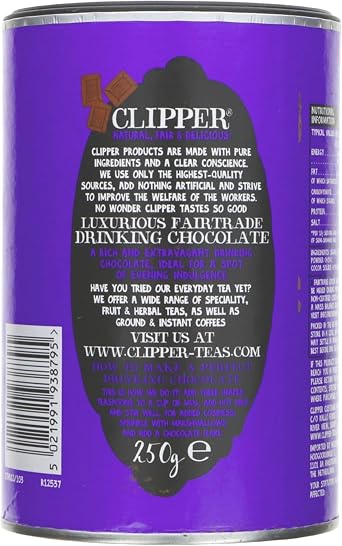 Clipper Super Cosy Fairtrade Drinking Chocolate 250g, Organic Hot Chocolate Powder, Natural Ingredients, Vegan & Gluten Free, Rich & Luxurious Cocoa Drink, (Pack of 2) from SuperfoodUK