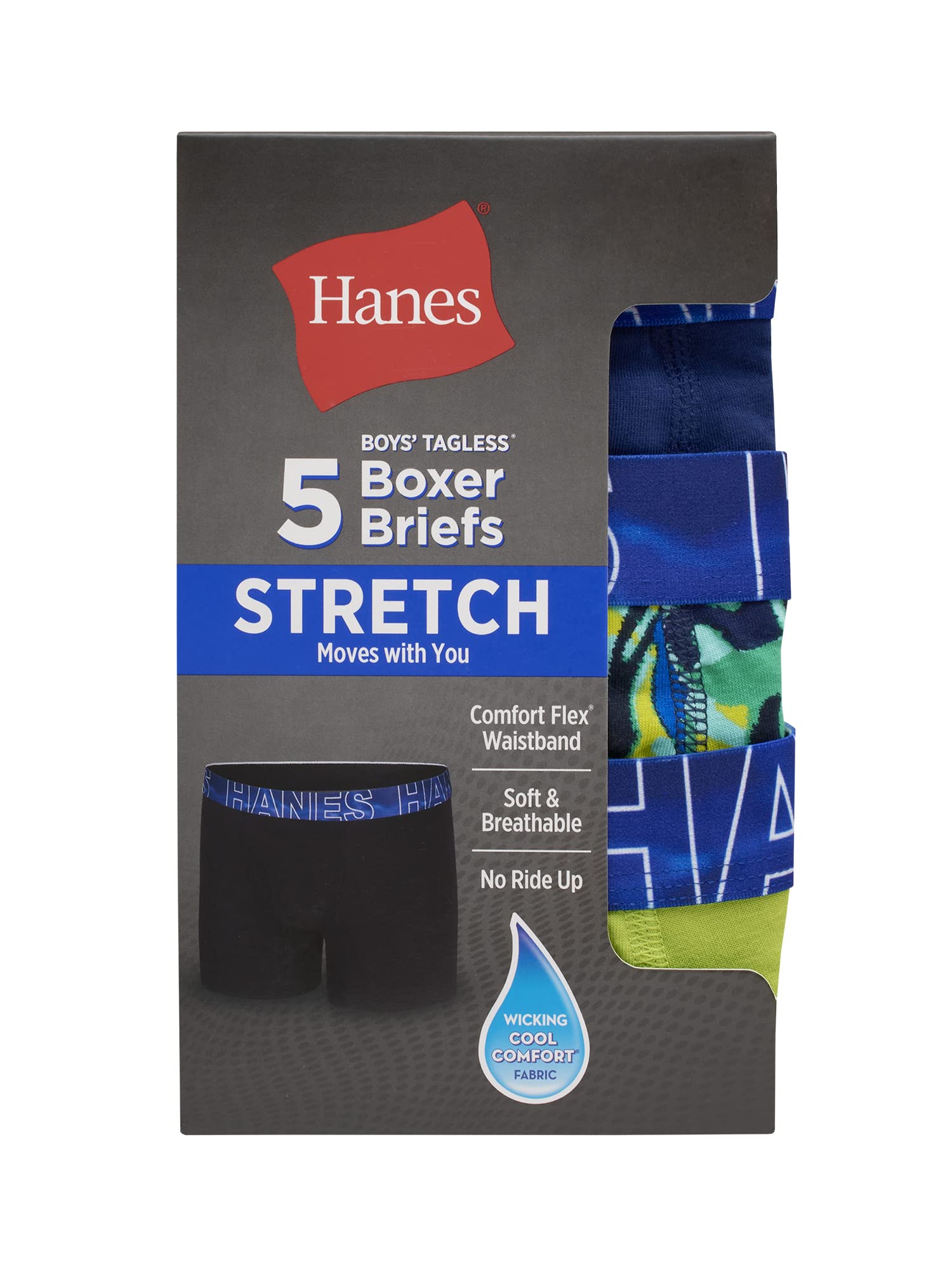 Hanes Boxer da ragazzo in cotone elasticizzato, confezione da 5