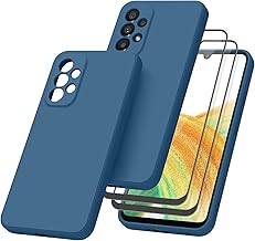 Tobfit Silicone Coque pour Samsung Galaxy A33 5G avec 2 Pièces Verre trempé Protection écran, Mince Souple Silicone Étui avec Doublure en Microfibre Douce Protection Samsung A33 5G Case Cover