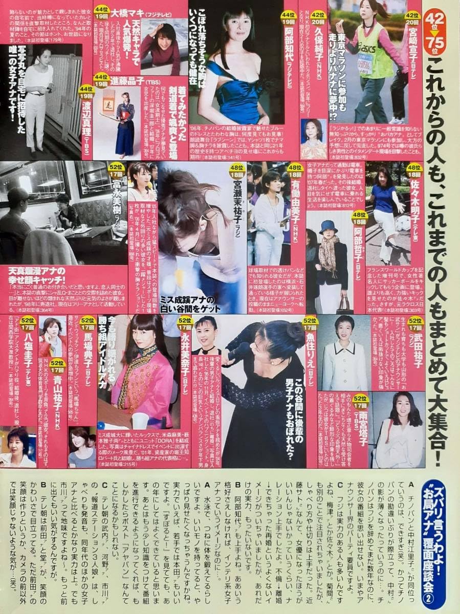 Amazon.co.jp: 切り抜きマニア◎女子アナベスト100:高島彩/中野