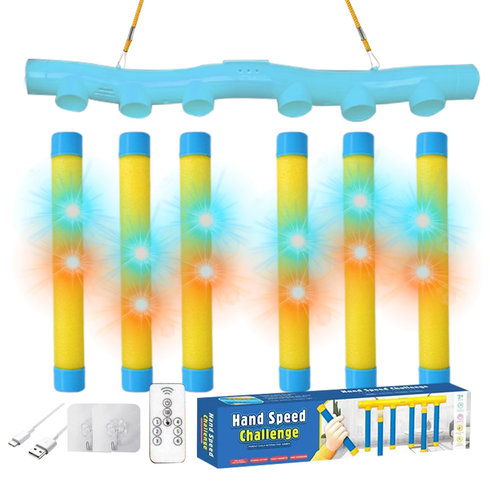 Catching Sticks Games, Catching Sticks Reflex Trainer, Hand Eye Coordination Training Toys, Interactive Speed Reaction Game with 3 Adjustable Speeds, Sensory Motor Skill for Family Party