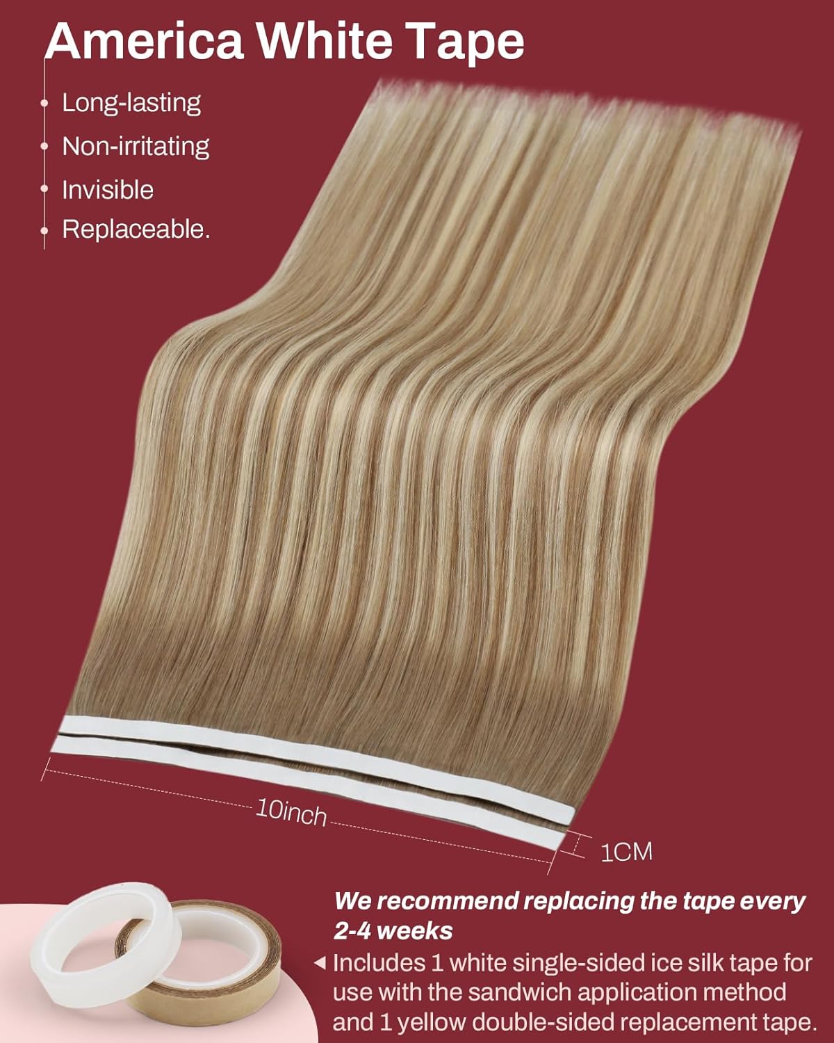 Moresoo Genius Tape Weft Hair Extensions Human Hair Blonde Invisible Pu Long Weft Tape in Extensions Human Hair Light Brown And Platinum Blonde Hair Weft Tape in Extensions #8/22/8 18 inch 65G 2Pcs