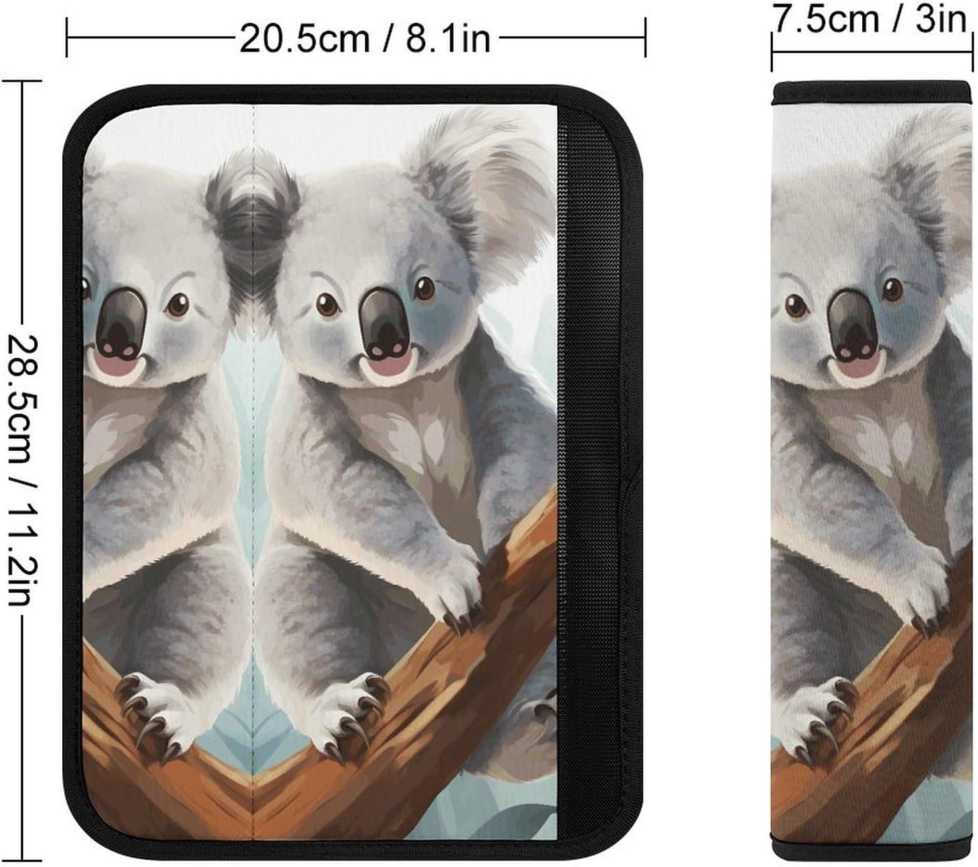 2 PCS Super Soft Car Seat Belt Pad, Cute Koala and Butterfly Printed Waterproof Sweat-Absorbing Seat Belt Covers Backpack Shoulder Pad for All Car Seats Baby Strollers