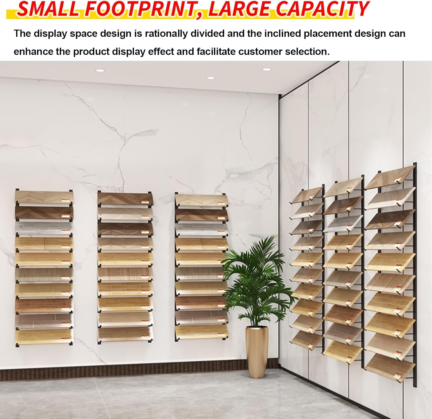 Sample Wall-Mounted Tile Rack,10-Tier Building Material Display Shelf,Save Space,for Exhibition Halls, Retail Stores