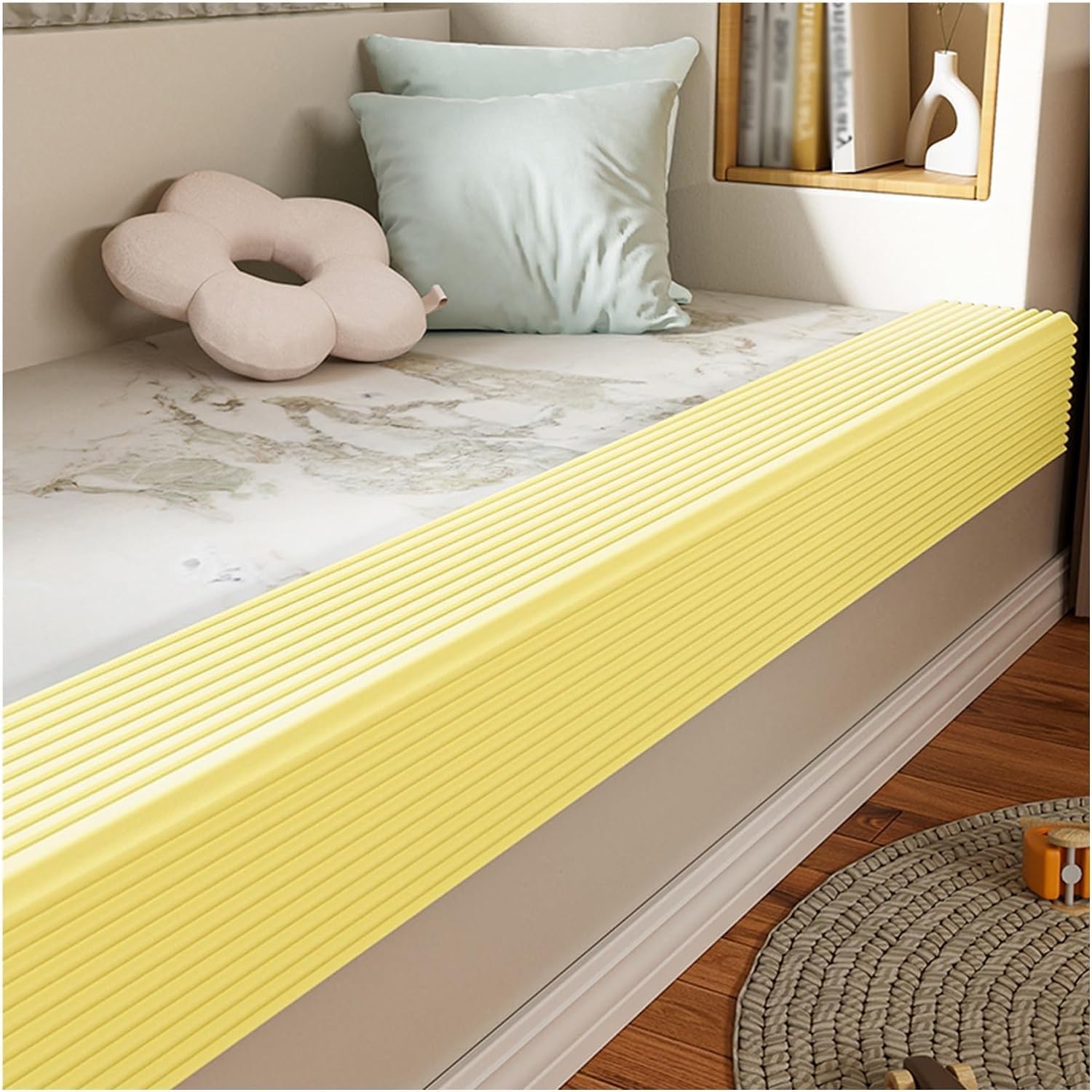 Extra-Wide Garage Wall Protector – 6.5ft Soft Foam Padding Safety Guard, Self-Adhesive Bumpers for Corners, Tables, Fireplaces & Stairs, Yellow – Perfect for Parking & Home Safety