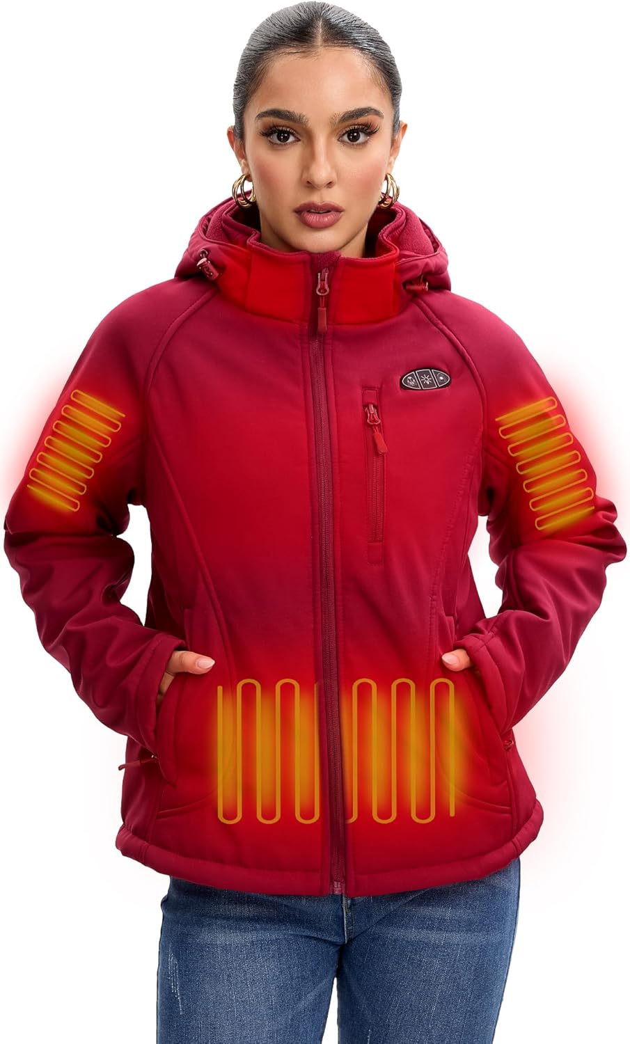 Heated Jackets for Women with Battery Pack Included, Softshell Womens Heated Jacket with Adjustable&Detachable Hood