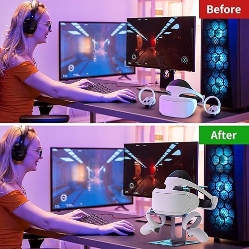 Vista 3 de Accesorios de soporte VR compatibles con Quest 2 HTC VR Rift S índice de válvula HP Reverb G2 auriculares Quest VR y controladores táctiles