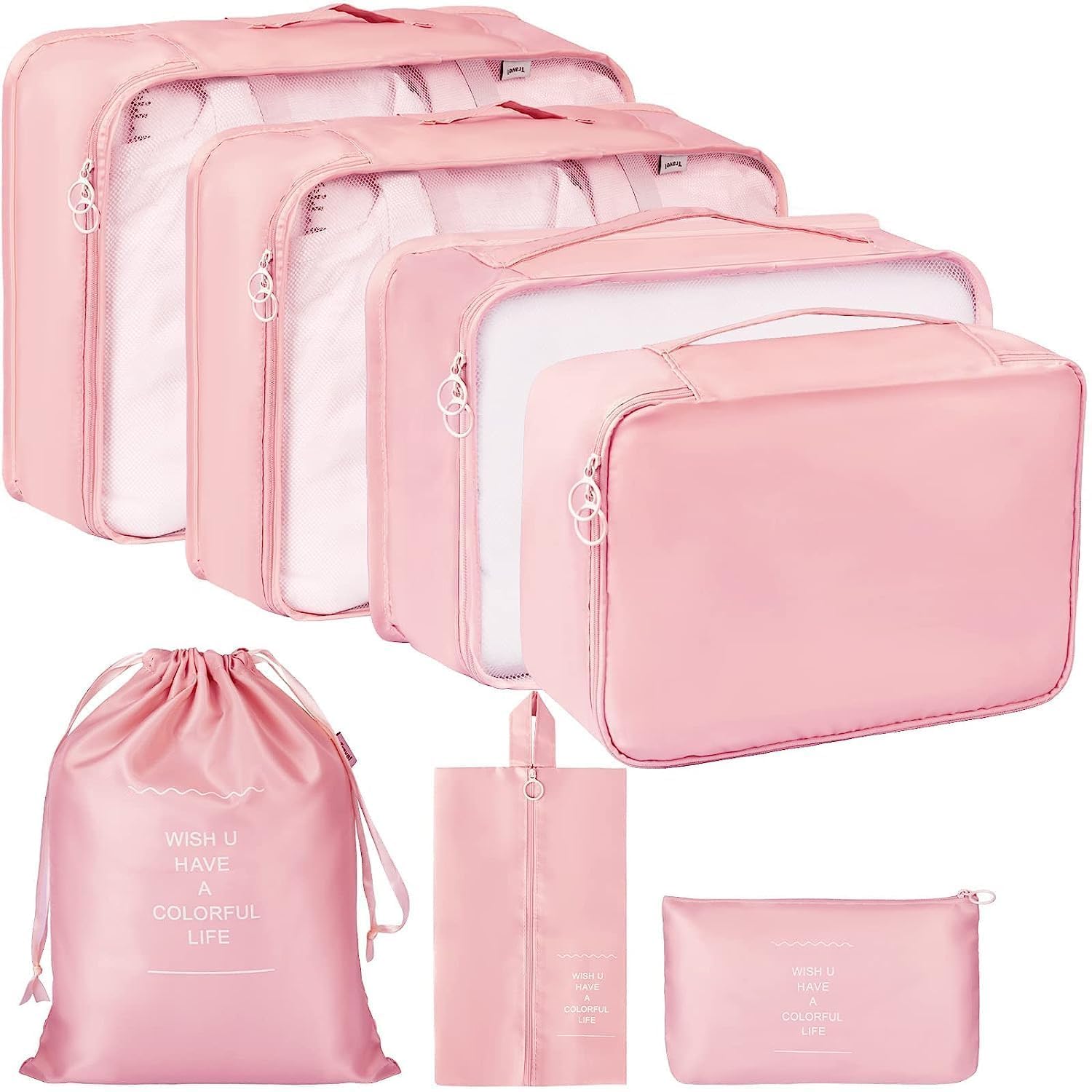 KRINIV 7 Pcs Luggage Organizer Set Travel Packing Cubes Waterproof Storage Bags For Suitcase Laundry Bag Toiletry Pouch Garment Organizer Travel Accessories For Men Women-image-21