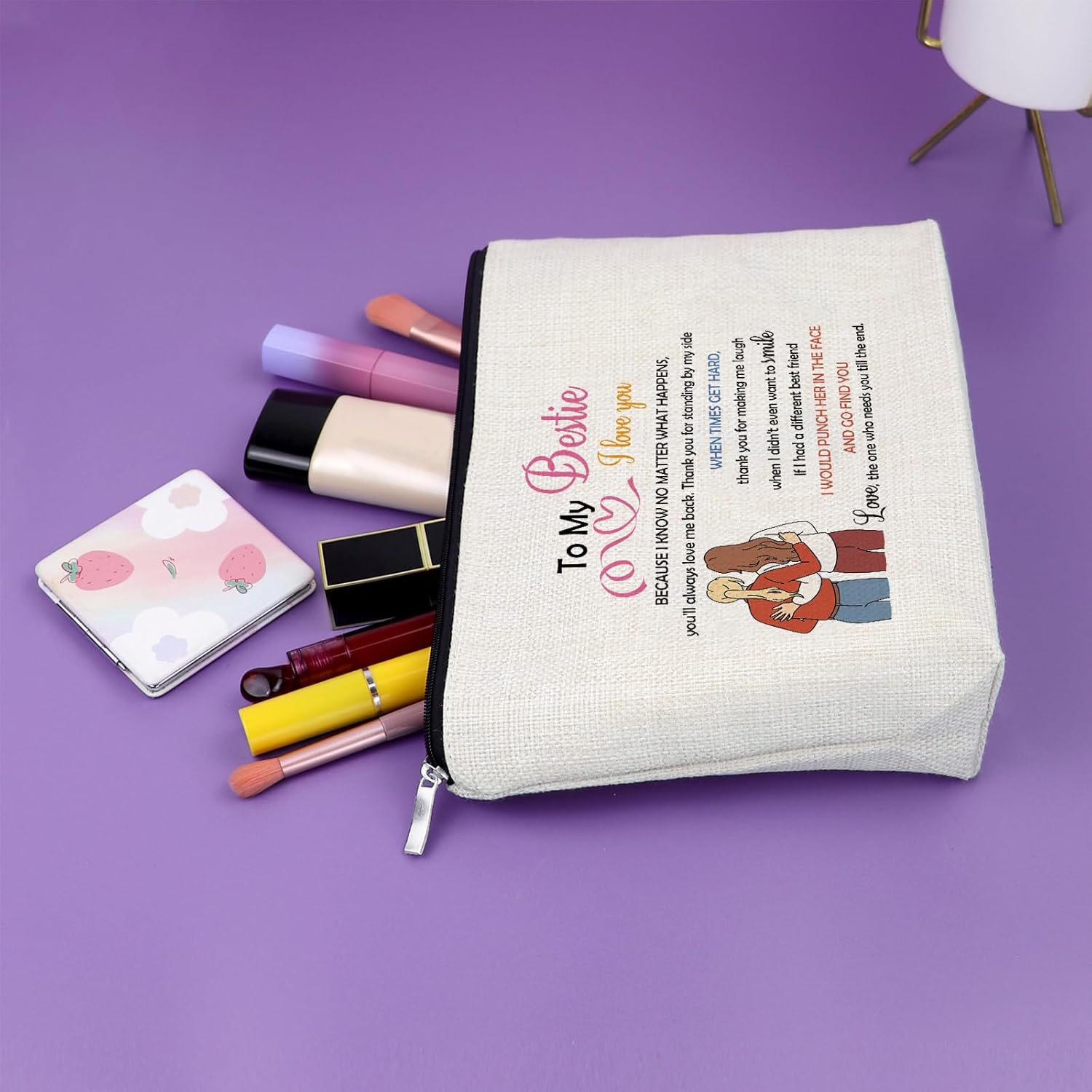 Bestie Gifts for Women Makeup Bag Unique Friendship Gift for Women Best Friend Birthday Gifts for Bestie Soul Sister Friend Cosmetic Bag with Zipper Anniversary Christmas Graduation Gift Travel Pouch - Image 5