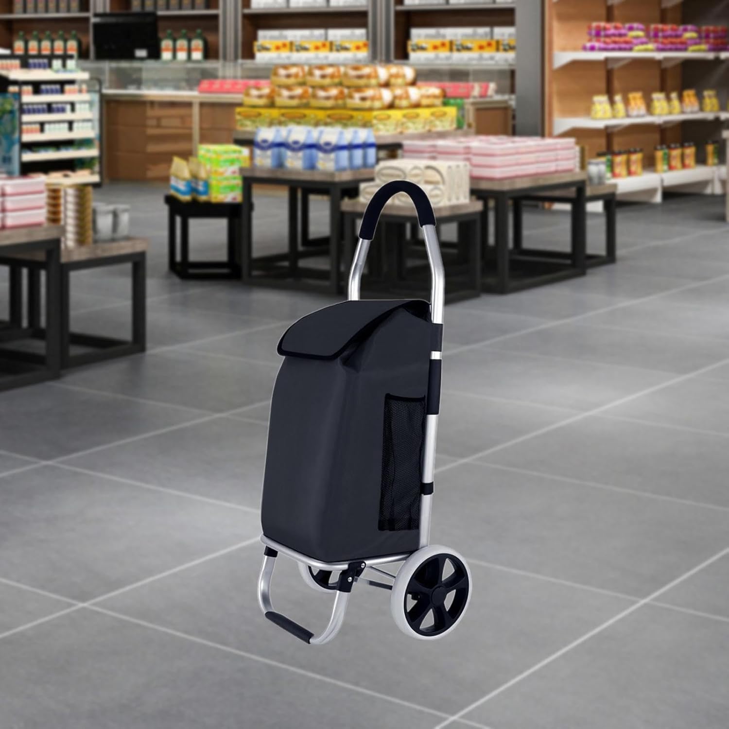 Shopping Cart Bag Storage Bag Spare Bag with Front Pocket Waterproof Fold up Hand Truck Accessories Trolley Replacement Bag, Black
