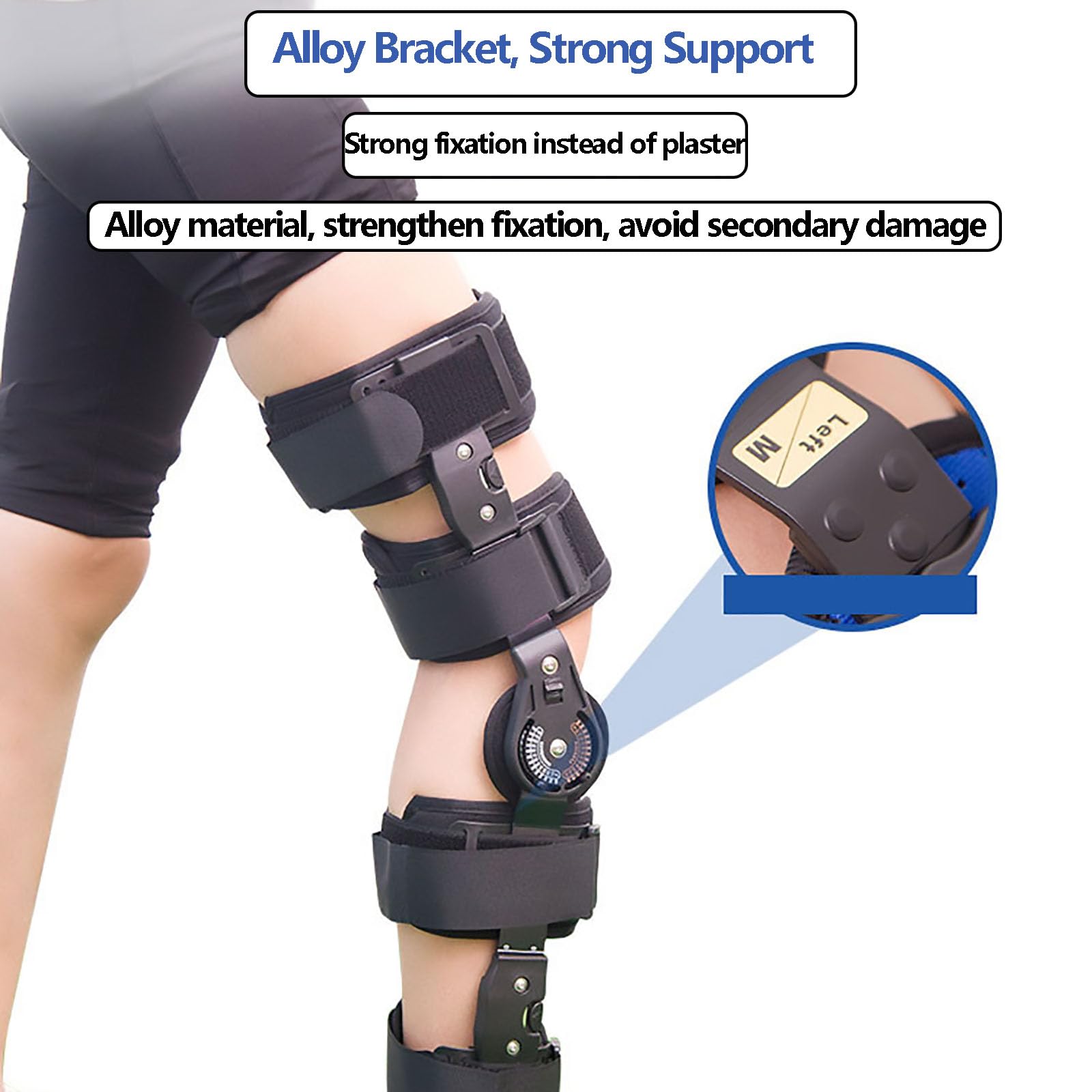 HAILM Ortesis de Rodilla Regulable con Estabilizadores Laterales, Tejido Transpirable y Aleación Aluminio, para Dolor Rodilla Lágrima Menisco ACL MCL, para Hombres y Mujeres, Negro
