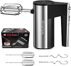 Batedor de Ovos Elétrico 200W, 5 Velocidades, Com Acessórios para Bater, Misturar e Sovar Massa, Ideal para Confeitaria e Uso Doméstico na Cozinha