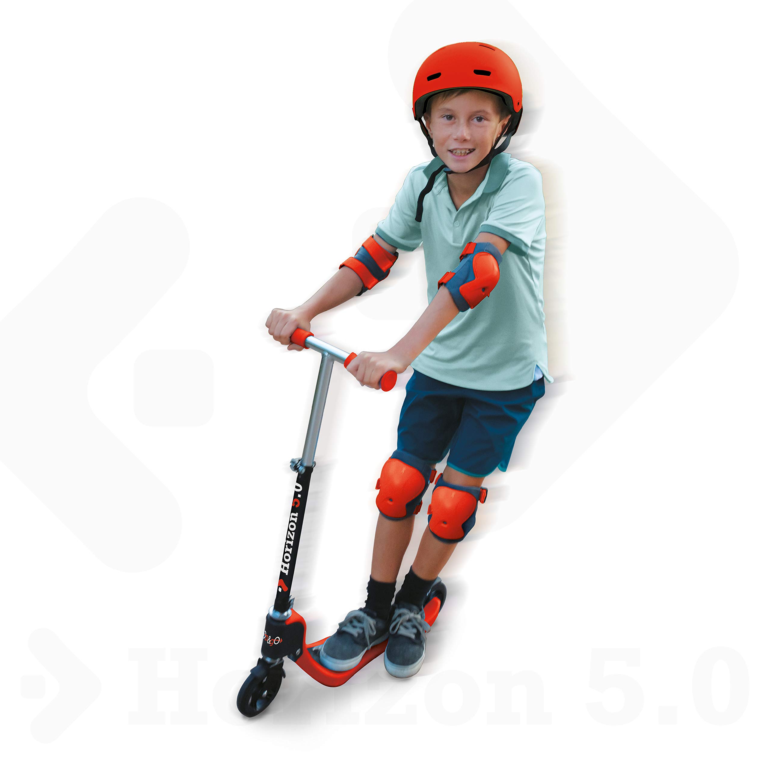 Mondo On & Go - Horyzont 5.0 skuter 2 aluminiowe koła - koła PP i uchwyty TPR - tylny hamulec bezpieczeństwa - kolor czerwony