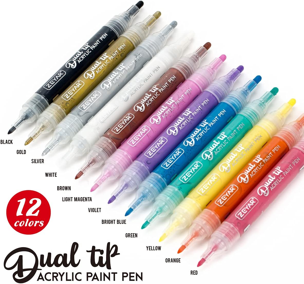 ZEYAR Dual Tip Paint Pens, Medium and Extra Fine, Nepal Ubuy