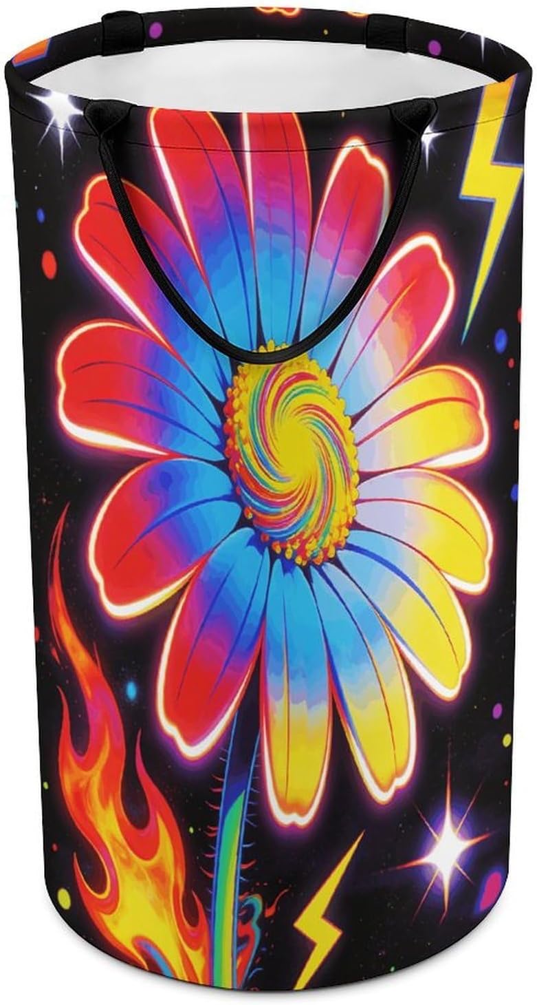 Neon Fireworks Laundry Hamper Portable Lightweight Clothes Hampers Fashion Dirty Laundry Storage Basket Large Capacity Foldable Clothes Baskets for Bathroom Bedroom