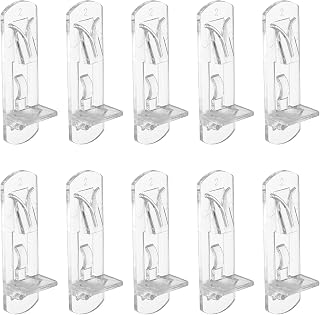 PATIKIL 10 Pcs Locking Shelf Pins, Clear Plastic Locking Shelf Support Pegs Cabinet Bracket Clips Fits 6.9mm Peg Hole 20mm(17/64") Thick Shelf for Kitchen Cabinet Furniture
