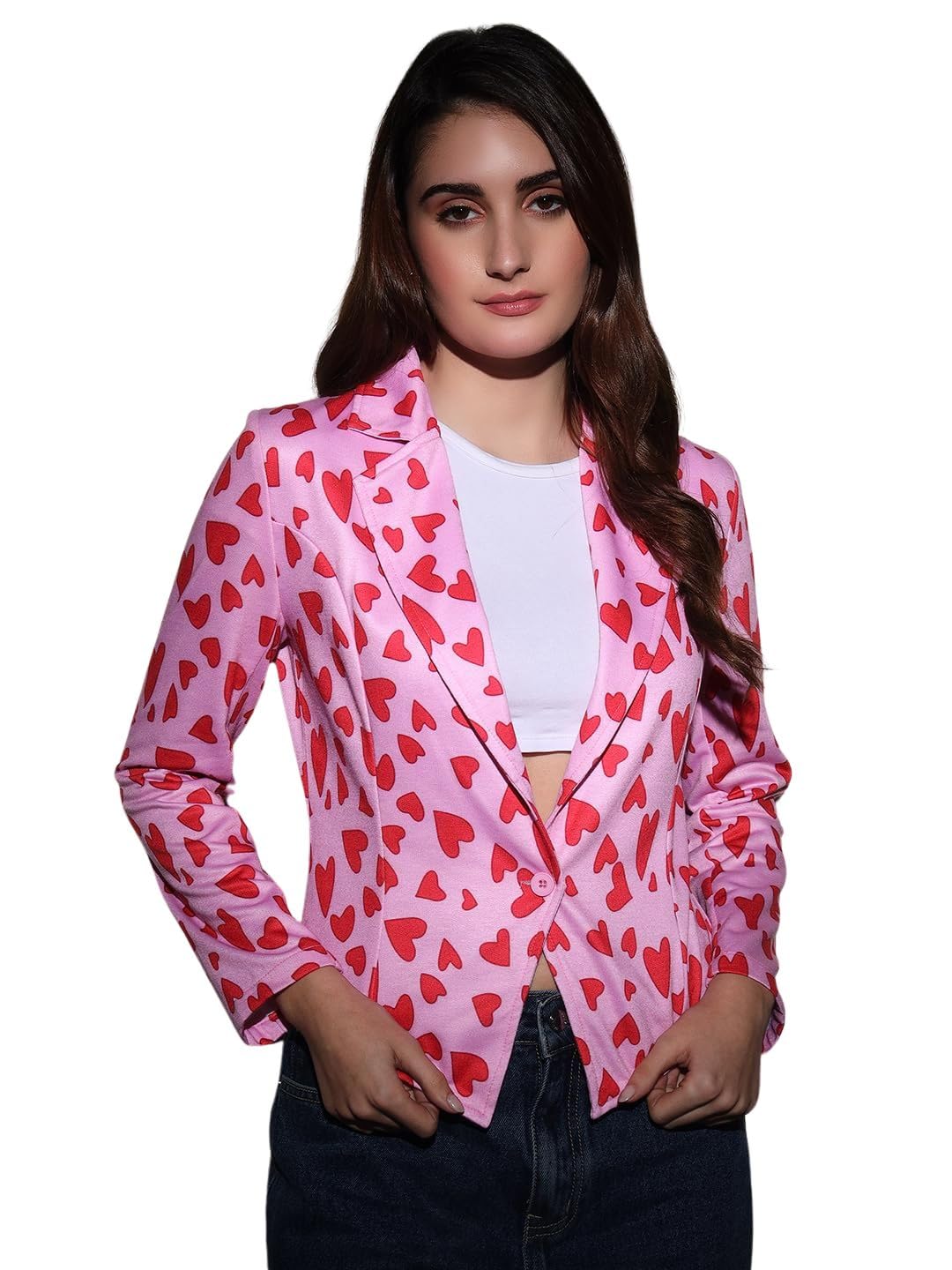 tandul Printed Pink Women's Coat - Polyester, Long Sleeves Coat (10580)-picture-21